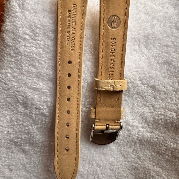 MICHELE - 16mm genuine alligator leather watch band made in Italy. Beige/cream. - Picture 2 of 3